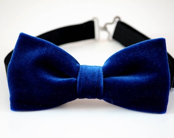 Royal blue velvet bow tie, men's wedding bow tie, groomsmen bow tie, ring bearer bow tie, boy's bow tie, kids bow tie, Christmas bow tie