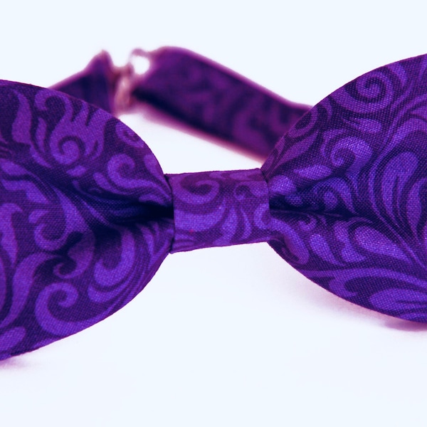 Purple scrolls bow tie, mens bow tie, purple floral bow tie, gift for him, boys, kids, toddler bowtie, Easter bow tie, wedding bow tie