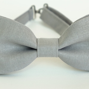 Grey bow tie,Gray bow tie, gray linen bow tie for men, kids bow tie, gray wedding, groomsmen bow tie, gray mens bow tie