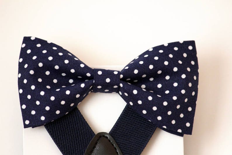 Navy Bow Tie and Suspenders Boy's Navy Suspenders and Bow | Etsy
