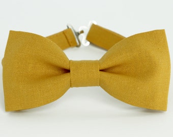 Mustard linen bow tie, fall pictures, mens bow tie, kids, boys bow tie, yellow linen bow tie, mustard yelow bowtie, rustic, ring boy bow tie