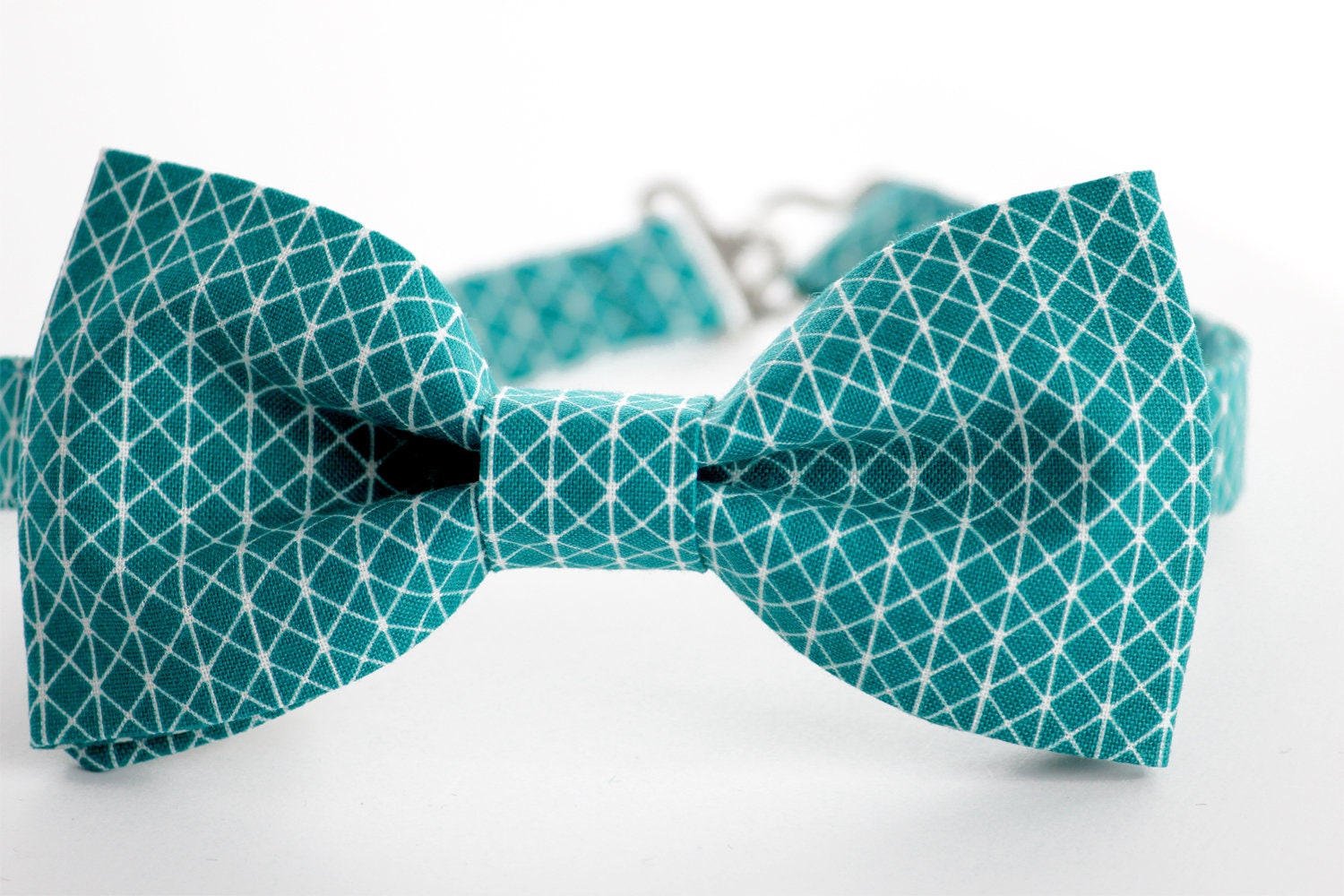 Teal Bow Tie Mens Bow Tie Teal White Bow Tie Tringles Bow Etsy