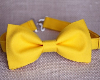 Yellow bow tie, pocket square, boys bow tie, summer bow tie, mens bowtie, groomsmen bow tie, yellow kids bow tie, sunshine yellow bow tie