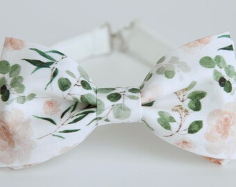 Eucalyptus and roses bow tie, mens floral bow tie,  greenery bowtie, rustic wedding bow tie, groomsmen floral bow tie, sage leafy bow tie