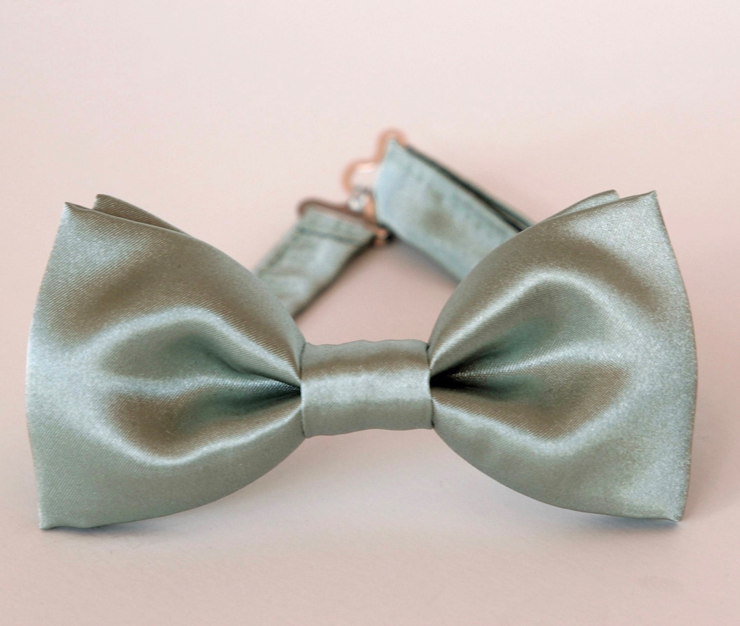 Dusty Sage Satin Bow Tie, Sage Silky Bow Tie, Mens Wedding Bow Tie ...