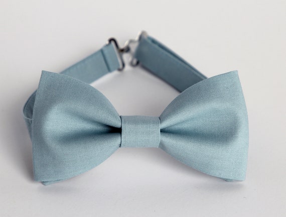 Dusty blue bow tie fog blue bowtie wedding bow tie smoky | Etsy