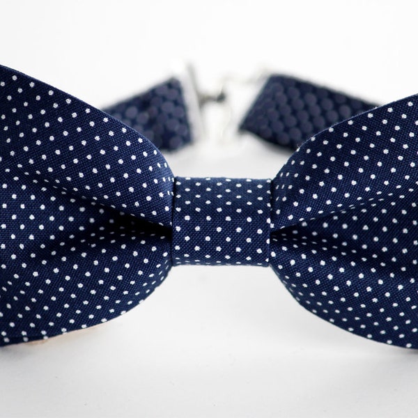 Navy polka dot bow tie, baby boy bow tie, mens bow tie, bow ties for boys, photoshoot bow tie, wedding bow tie, groomsmen bow tie