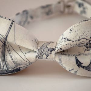 Nautical Map Bowtie, Boat Bow Tie, Nautical Bow Tie, Map Print Cotton ...