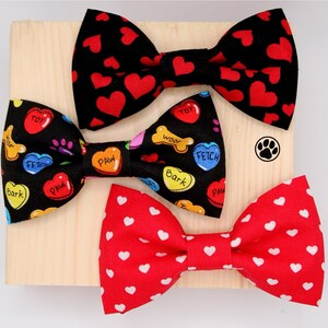 Valentine&#39;s day dog bow ties set, cat bow tie, hearts dog bow tie, dog lover gift, puppy bow tie, gift for dog