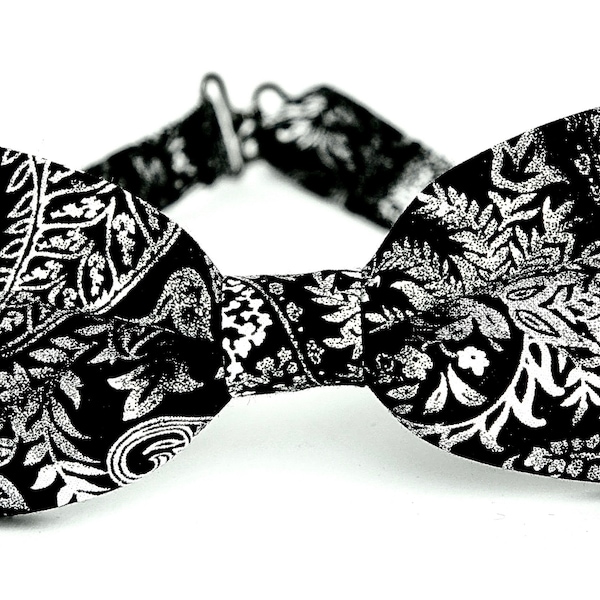 Black and white paisley bow tie, mens bowties, boys kids bow tie, pocket square, wedding bow tie, groomsmen bow tie, ringboy tie,formal  tie