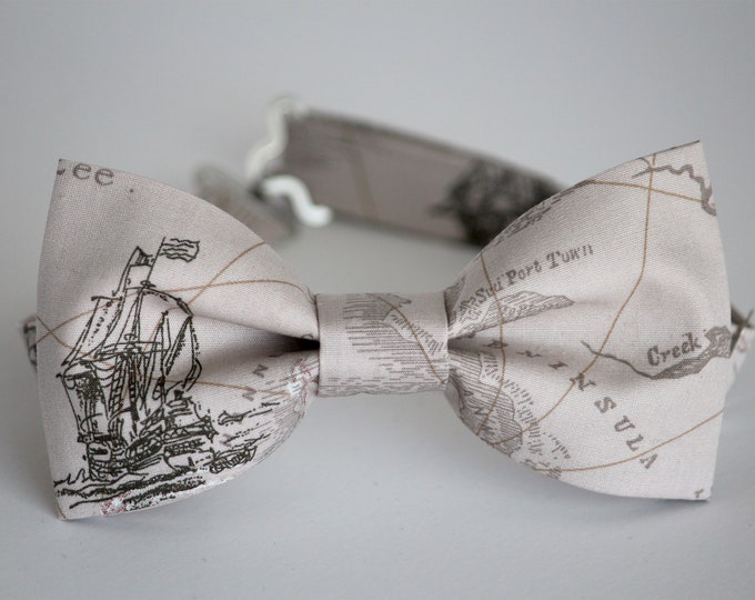 Grey Map Bow Tie Nautical Bow Tie Ship Boat Bow Tie - Etsy