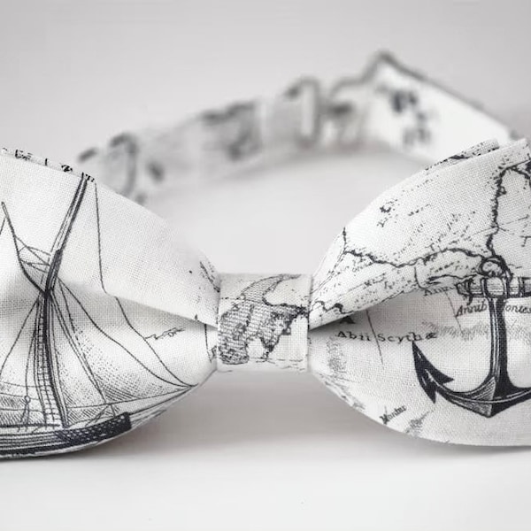 Nautical map bowtie, boat bow tie, nautical bow tie, map print cotton tie, sailboat bowtie, boys bow tie, mens bow tie, mens map bow tie