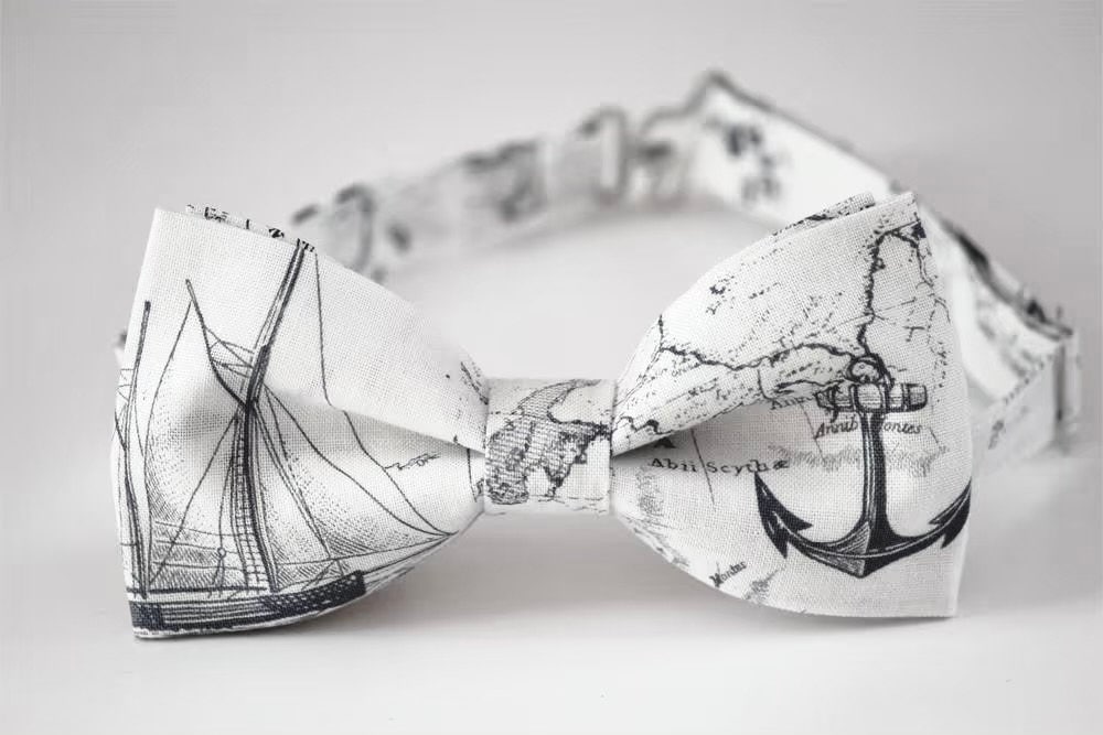 Nautical map bowtie, boat bow tie, nautical bow tie, map print cotton…