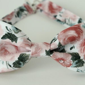 Dusty rose floral bow tie, blush floral bow tie, men wedding grooms bowtie, kids boys bow tie, wedding outfit bow tie
