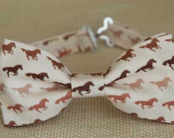 Horses bow tie, mens bow tie with horses, derby bow tie, horse racing bowtie, boys kids derby bow tie