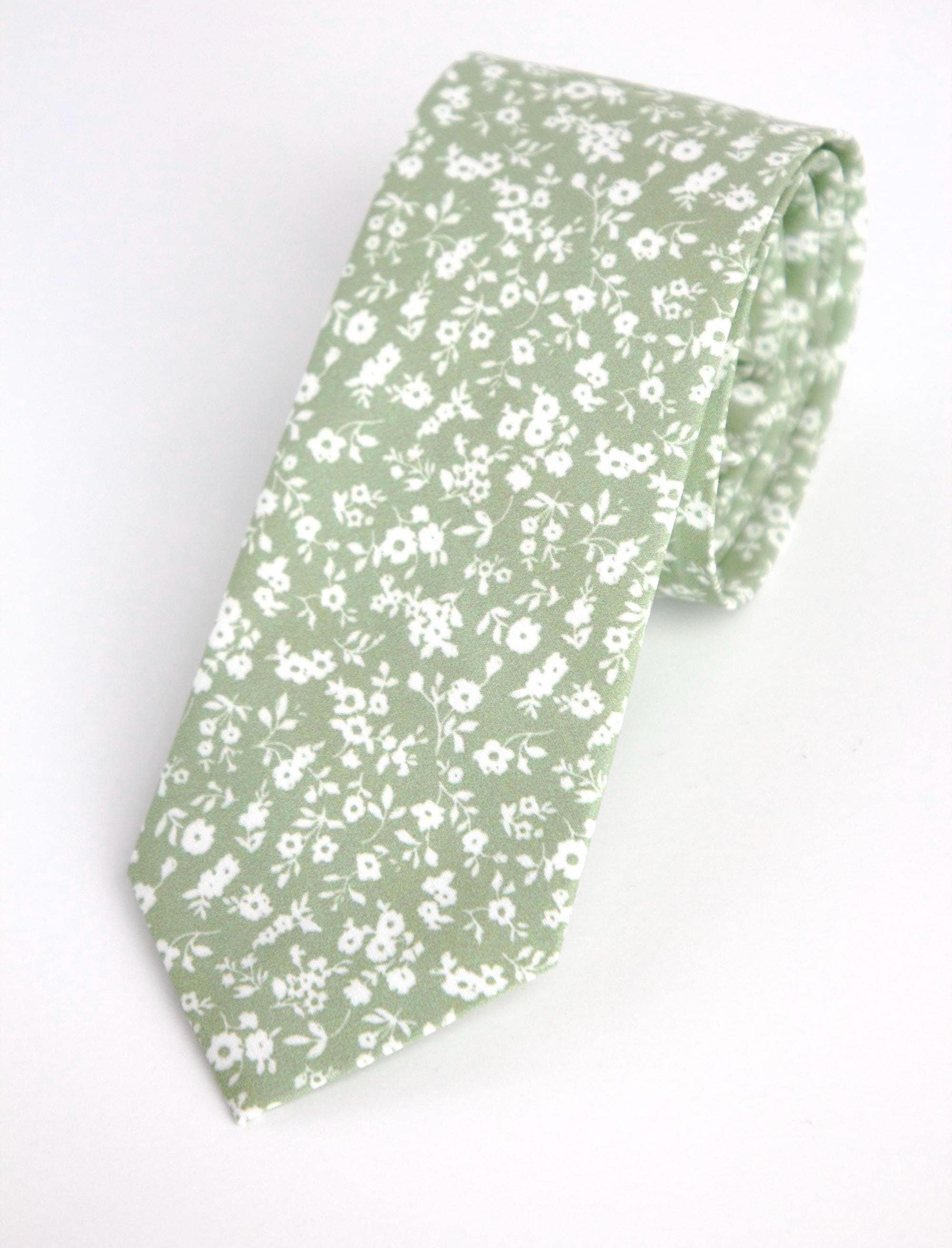 Corbata floral verde salvia, pajarita con motivos vegetales para hombres y niños, pañuelo de bolsillo, atuendo de boda rústico, corbata larga para novios, corbata delgada para padrinos de boda