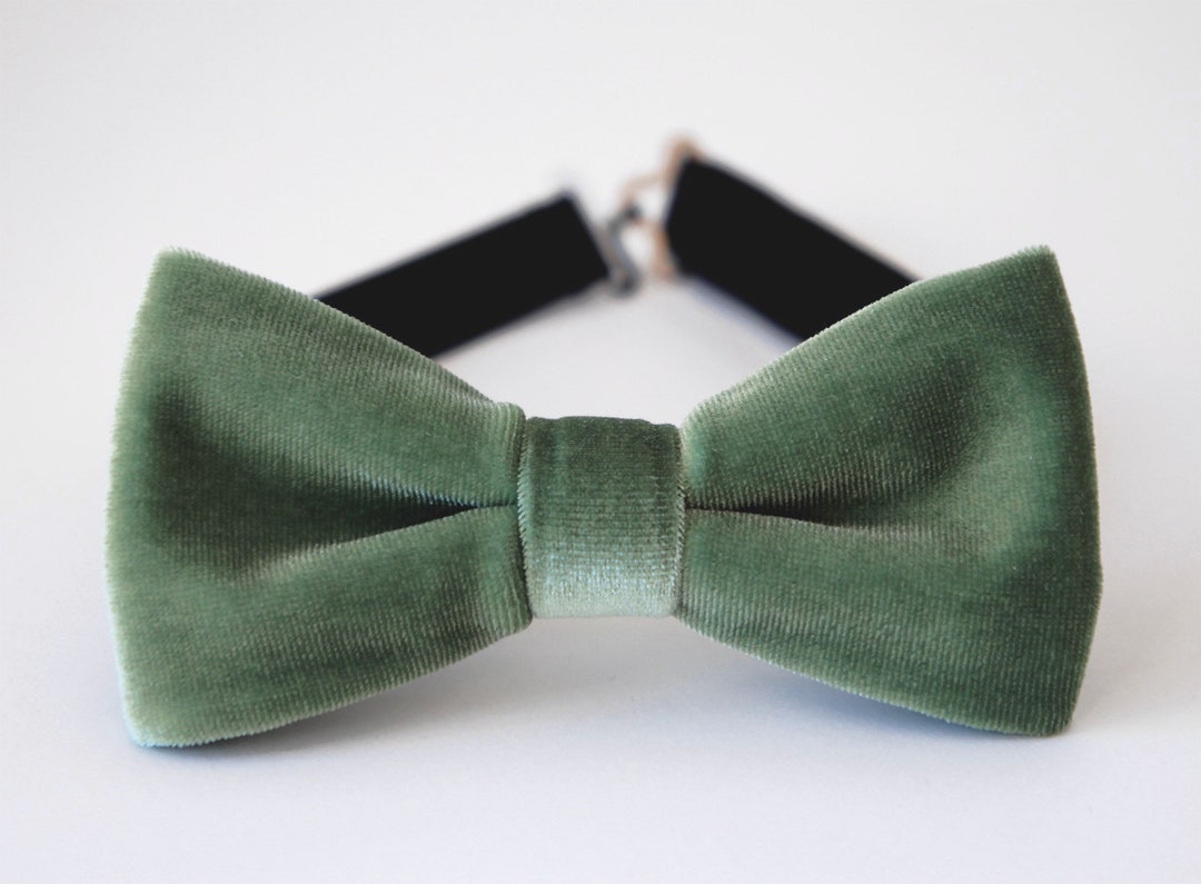 Sage Velvet Bow Tie, Sage Green Velvet Wedding Bow Tie, Grooms ...