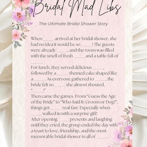 Brautparty Mad Libs Spiel - Druckbare Hochzeit Party Spiel - Spaß Junggesellinnenparty Spiel - Instant Download