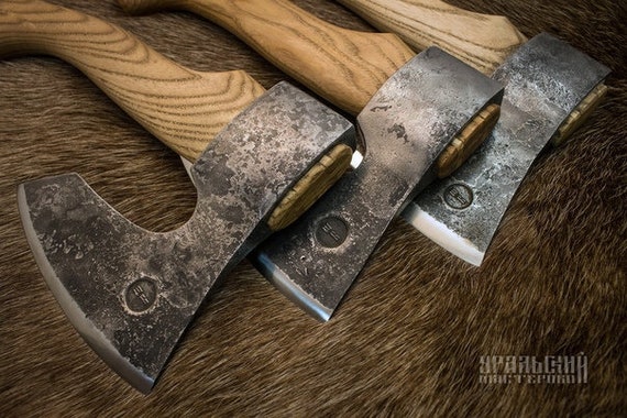 blacksmith/'s work Forged axe for Hiking in the woods Survival in the forest