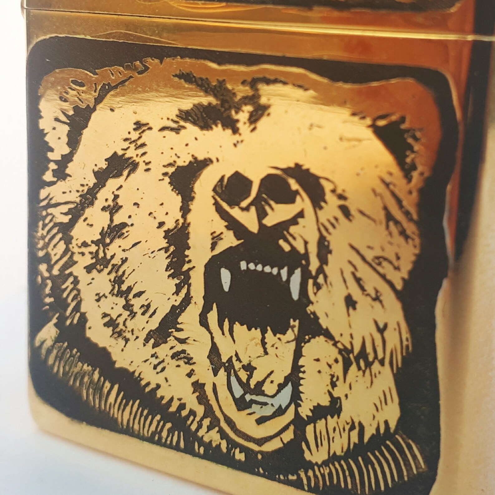 Zippo. Grizzly bear. Original Zippo. lighter with goldplated Etsy