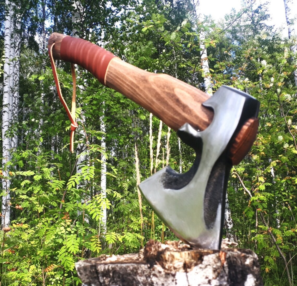 Camping gear. Big axe. Survival in the wild. Forest equipment. Etsy