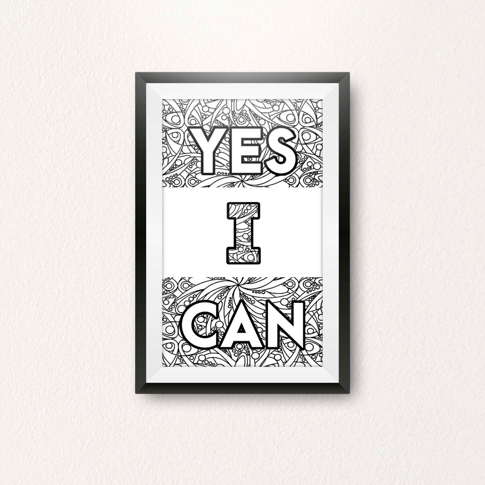 A4 YES I CAN colouring digital printable DIY decor adult | Etsy