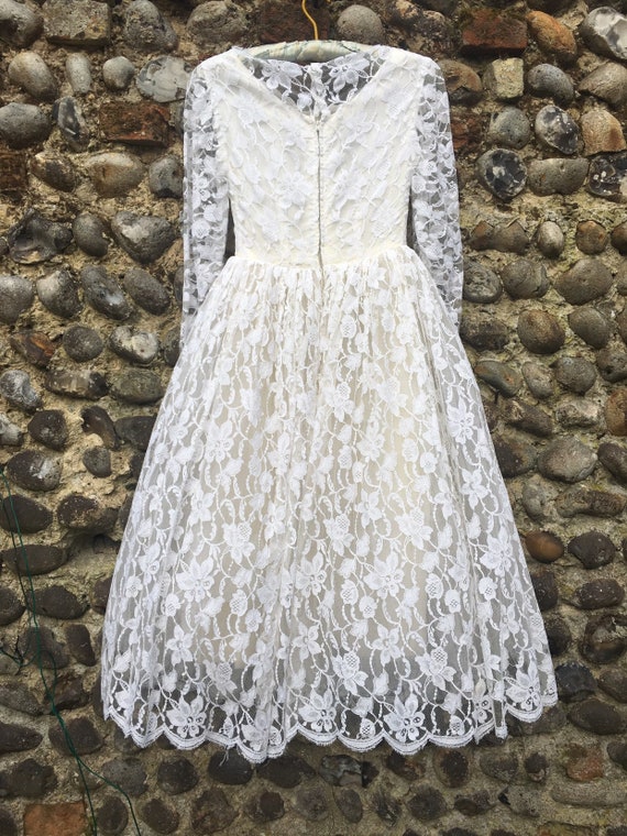 Vintage 50s lace wedding dress xs - image 6