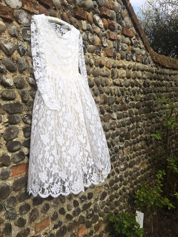 Vintage 50s lace wedding dress xs - image 8