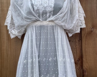 Antique Edwardian tulle lace bridal dress