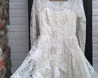 Vintage 50s lace wedding dress