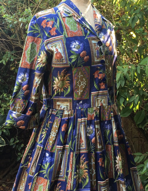 Vintage 50s novelty print dress S/M - image 6