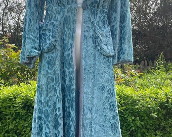 Vintage 1930s blue devore coat