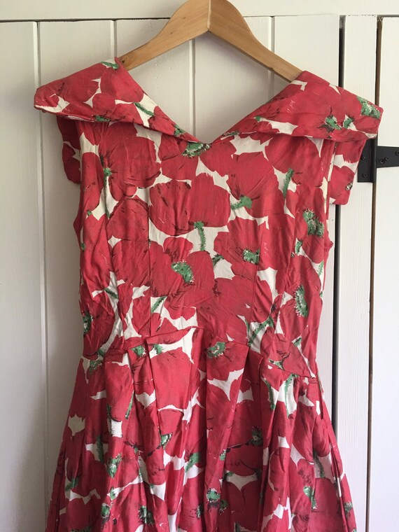 Vintage 50s novelty poppies dress S/M