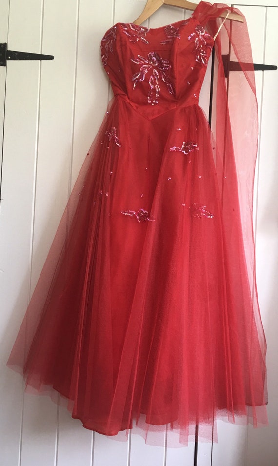 Vintage 50s tulle dress xs - image 3