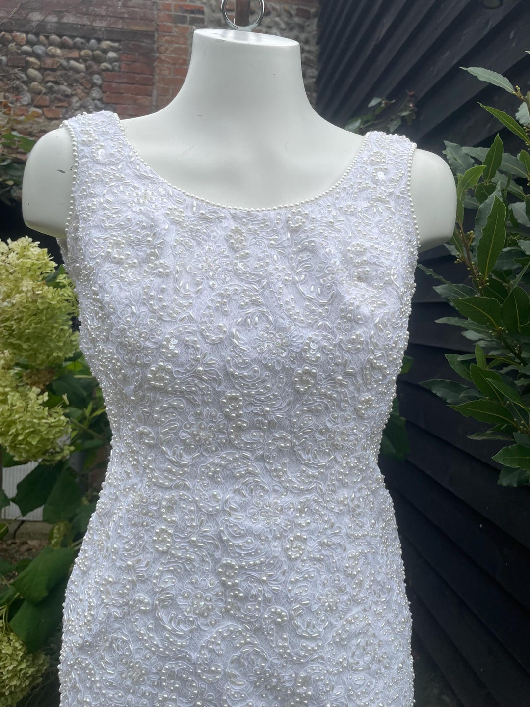 Vintage Beaded Dress - White