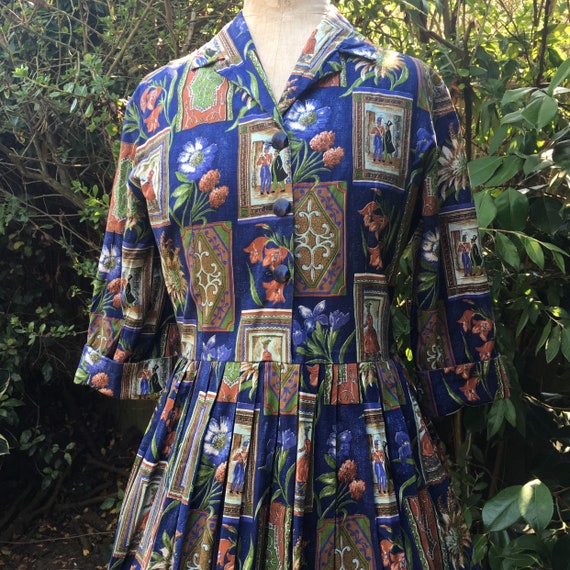 Vintage 50s novelty print dress S/M - image 9