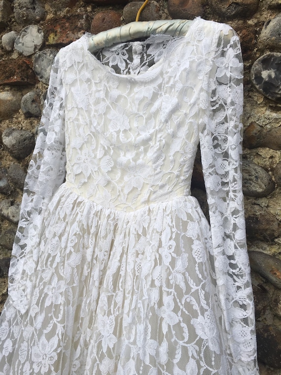 Vintage 50s lace wedding dress xs - image 1