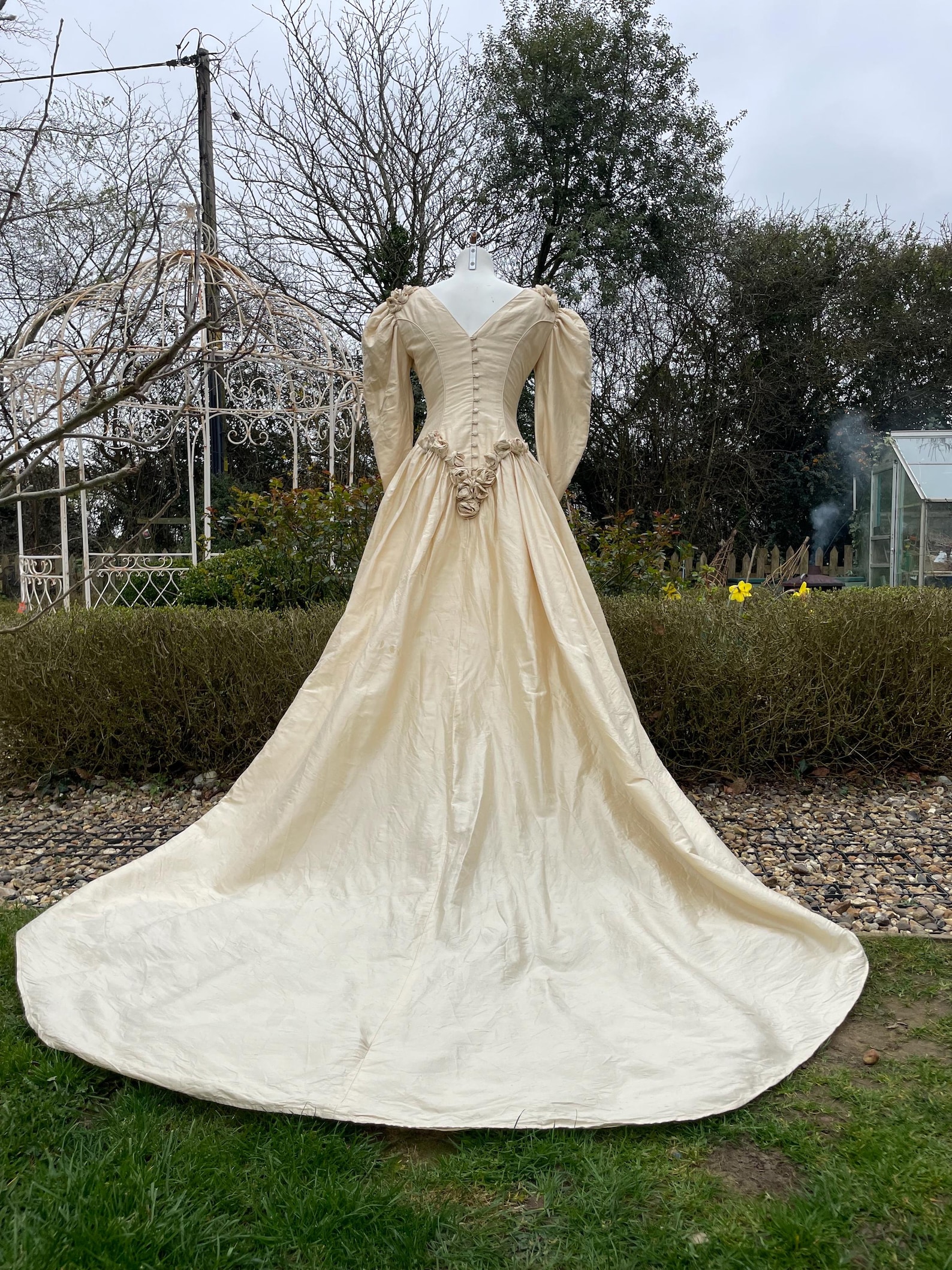 Vintage Silk 1980s Victorian Style Bridal Dress - Etsy Vintage Silk 1980s Victorian Style Bridal Dress - Etsy