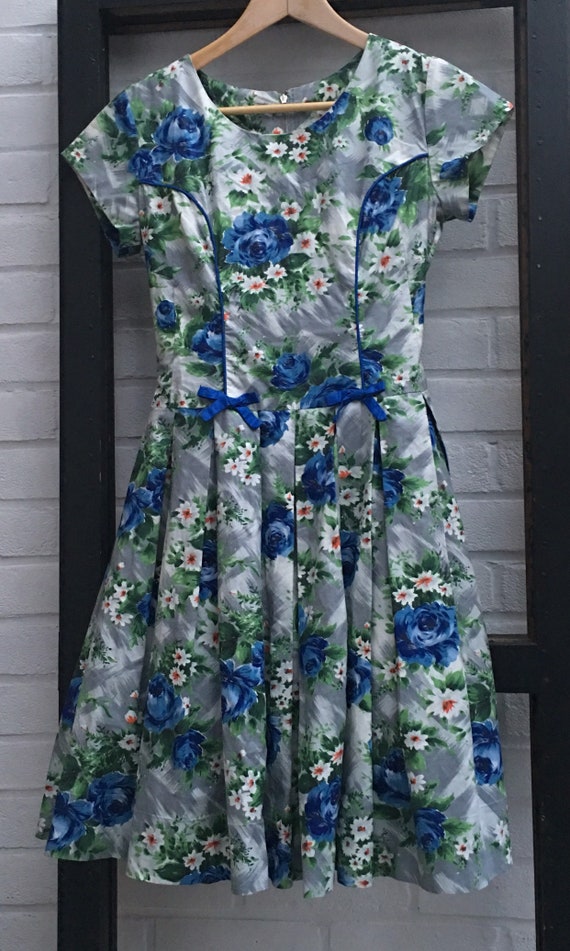 Vintage 50s floral print dress s/m - image 10