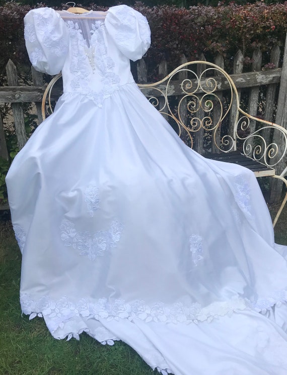 80s wedding dress puffy sleeves