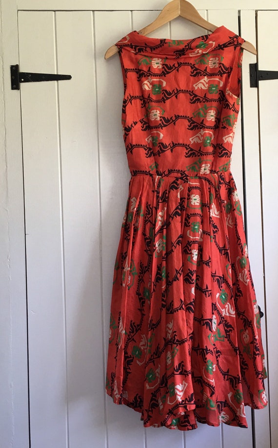 Vintage 1950s silk print circle dress s - image 8