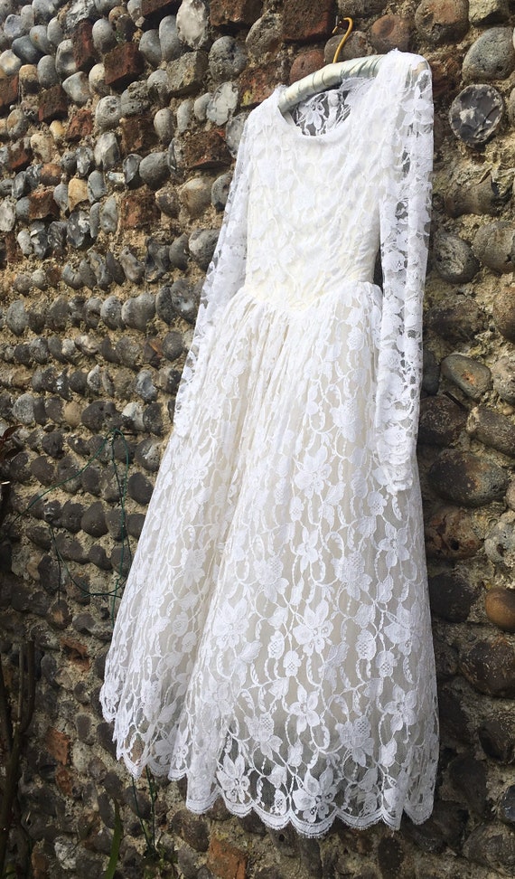 Vintage 50s lace wedding dress xs - image 5