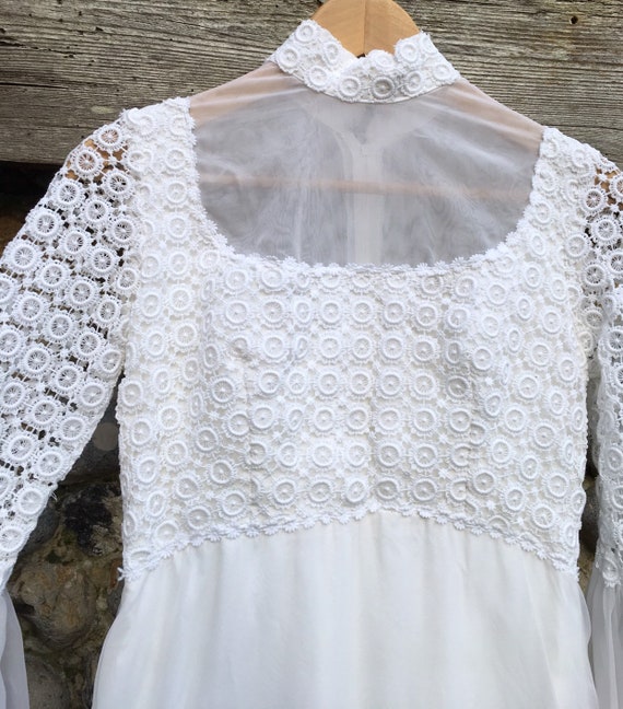 Vintage 70s boho crochet wedding dress