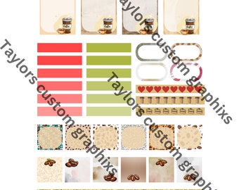Coffee Collection Sticker Sheet (8.5 x 11): Planner Girl Accessories