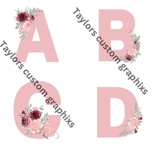 Alfabeto floreale rosa e numerico