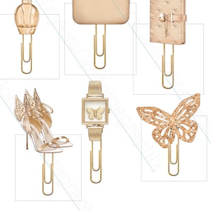 Paper Clips -Gold butterfly, Gold Fashion planner accessories, Gold design paperclips
