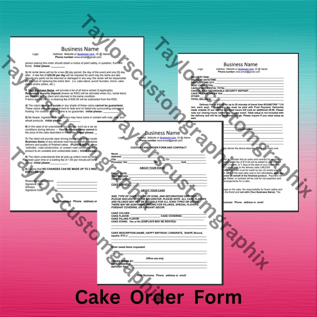 Customer Cake Contract Editable Version - Etsy