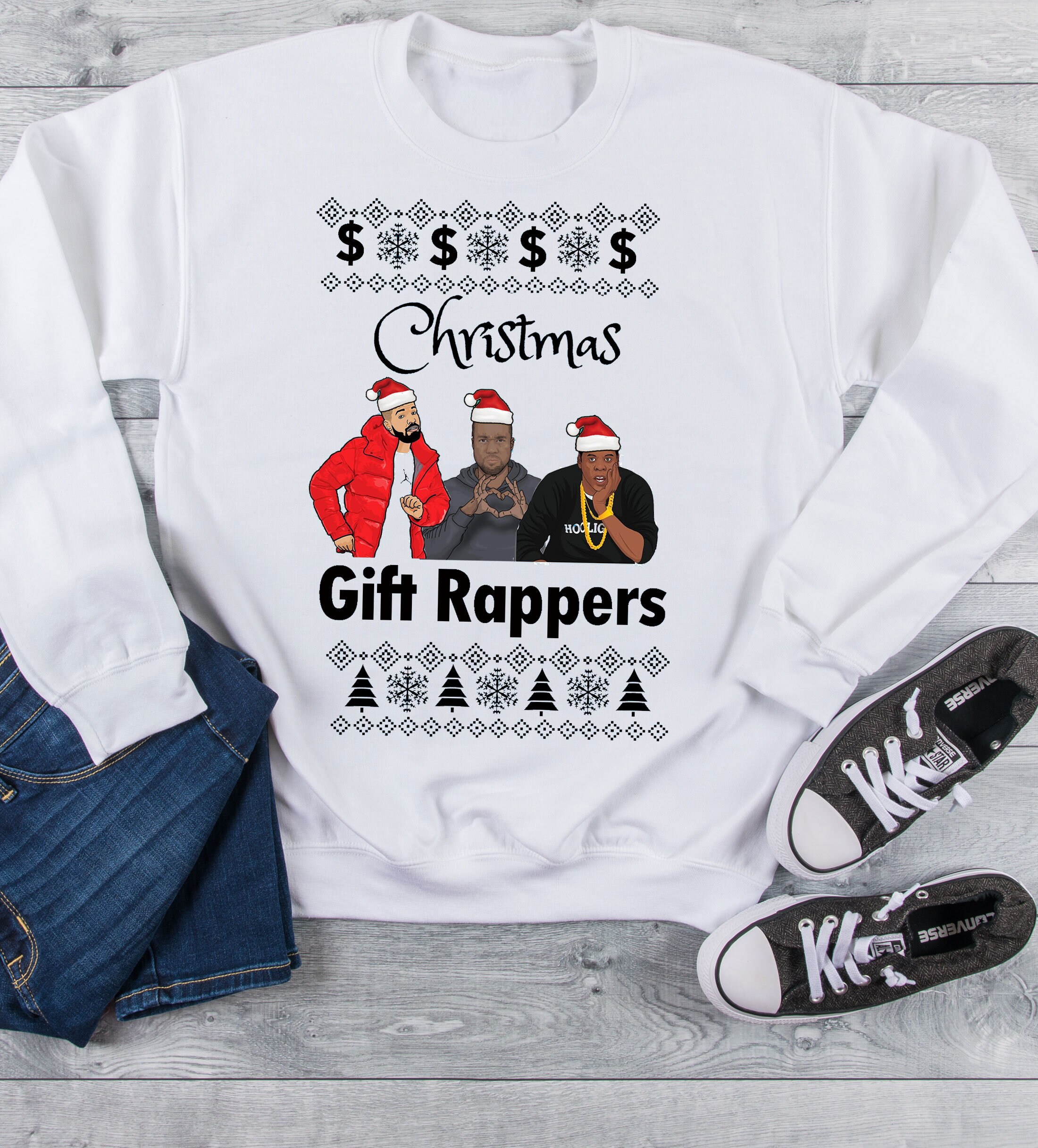 Rappers Ugly Christmas Sweater Style Long Sleeve and Short - Etsy