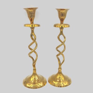 Vintage  English Brass pair of Candle  holders  Vintage Solid Brass candle holders