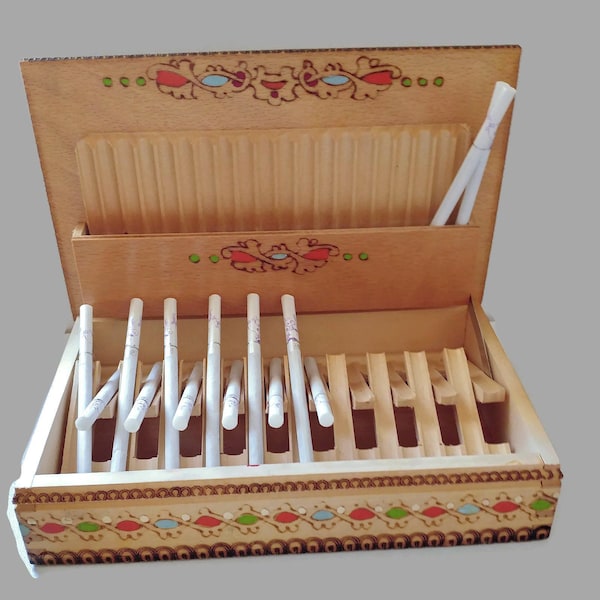 Vintage Wooden Cigarette Box, Handmade Wooden Box,Cigarette case box,Unique hand-painted cigarette case for 40  cigarette